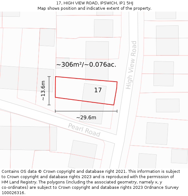 17, HIGH VIEW ROAD, IPSWICH, IP1 5HJ: Plot and title map