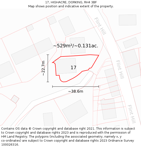 17, HIGHACRE, DORKING, RH4 3BF: Plot and title map