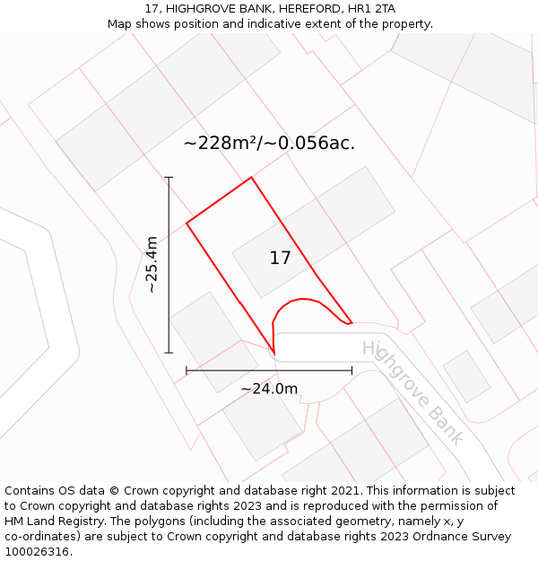 17, HIGHGROVE BANK, HEREFORD, HR1 2TA: Plot and title map