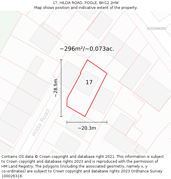 17, HILDA ROAD, POOLE, BH12 2HW: Plot and title map