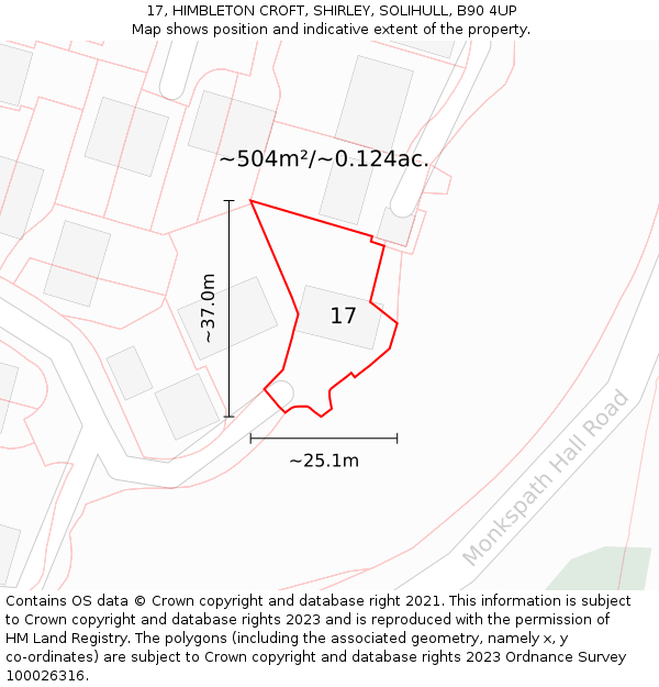17, HIMBLETON CROFT, SHIRLEY, SOLIHULL, B90 4UP: Plot and title map
