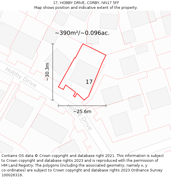 17, HOBBY DRIVE, CORBY, NN17 5FF: Plot and title map