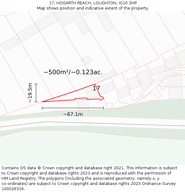 17, HOGARTH REACH, LOUGHTON, IG10 3HP: Plot and title map