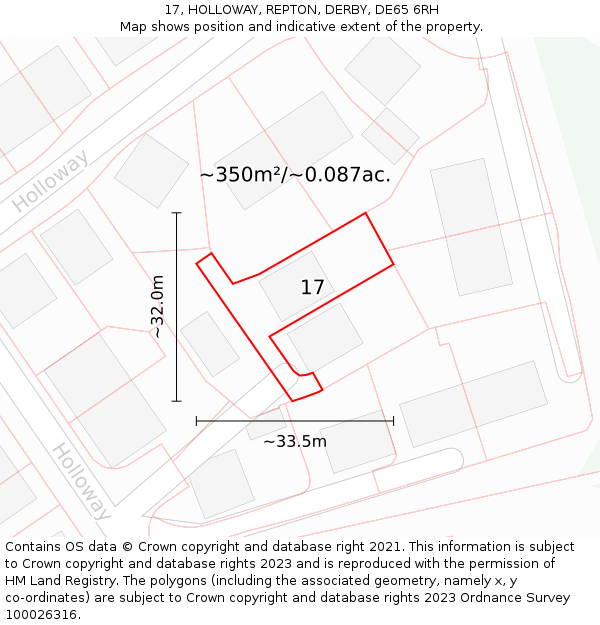 17, HOLLOWAY, REPTON, DERBY, DE65 6RH: Plot and title map