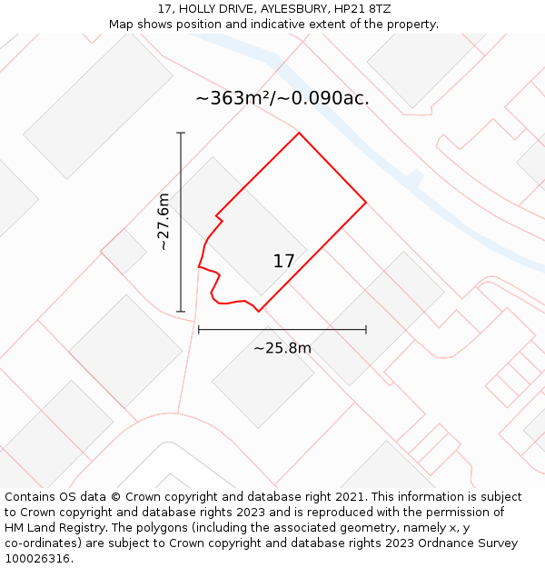 17, HOLLY DRIVE, AYLESBURY, HP21 8TZ: Plot and title map