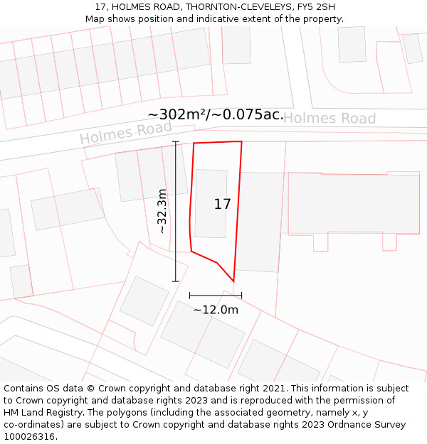 17, HOLMES ROAD, THORNTON-CLEVELEYS, FY5 2SH: Plot and title map