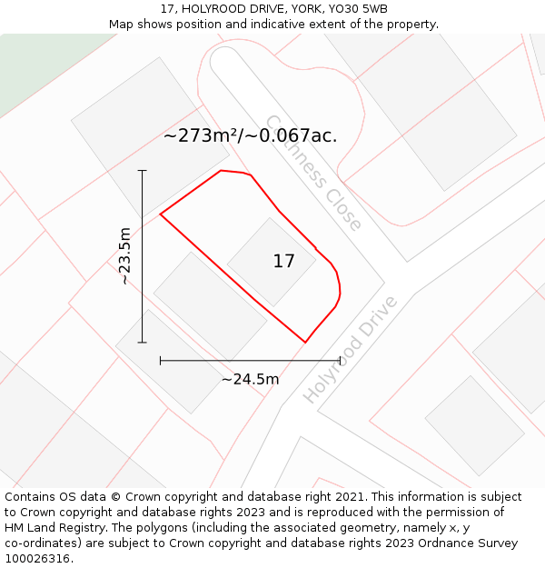 17, HOLYROOD DRIVE, YORK, YO30 5WB: Plot and title map