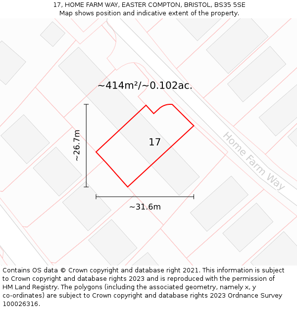 17, HOME FARM WAY, EASTER COMPTON, BRISTOL, BS35 5SE: Plot and title map