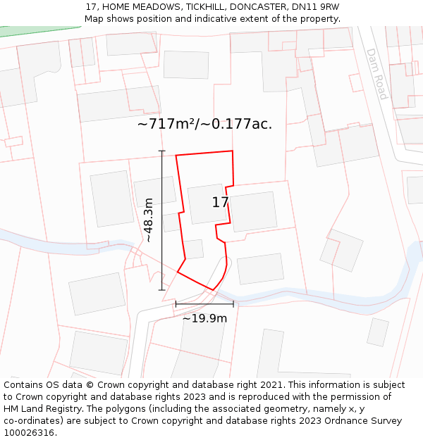 17, HOME MEADOWS, TICKHILL, DONCASTER, DN11 9RW: Plot and title map
