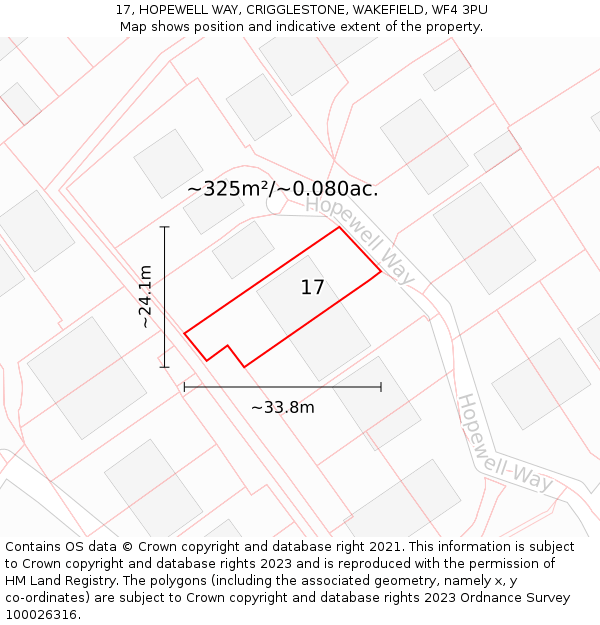 17, HOPEWELL WAY, CRIGGLESTONE, WAKEFIELD, WF4 3PU: Plot and title map