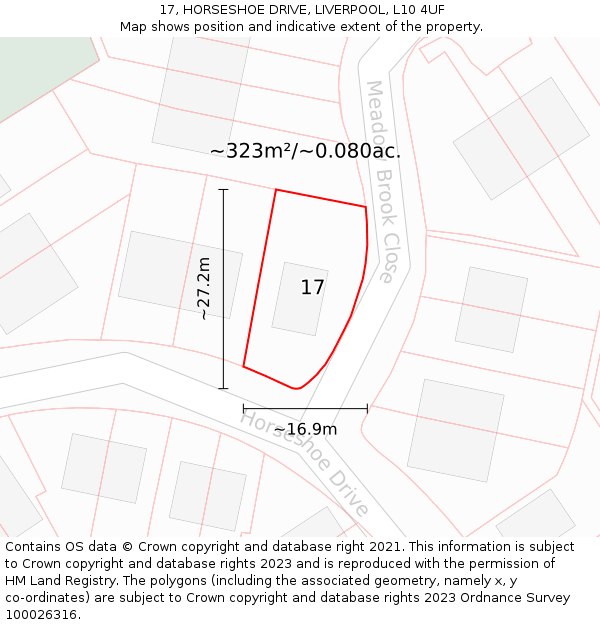 17, HORSESHOE DRIVE, LIVERPOOL, L10 4UF: Plot and title map