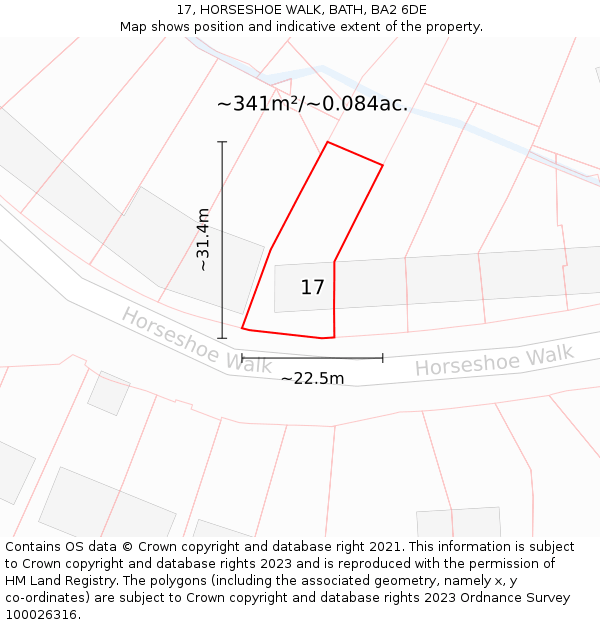 17, HORSESHOE WALK, BATH, BA2 6DE: Plot and title map