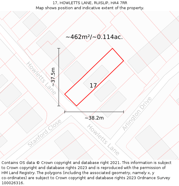 17, HOWLETTS LANE, RUISLIP, HA4 7RR: Plot and title map