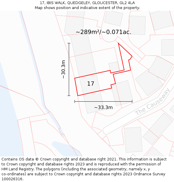 17, IBIS WALK, QUEDGELEY, GLOUCESTER, GL2 4LA: Plot and title map
