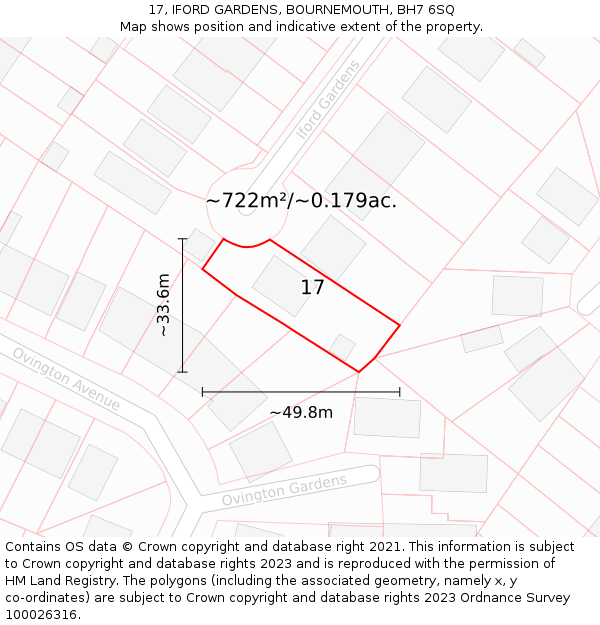 17, IFORD GARDENS, BOURNEMOUTH, BH7 6SQ: Plot and title map
