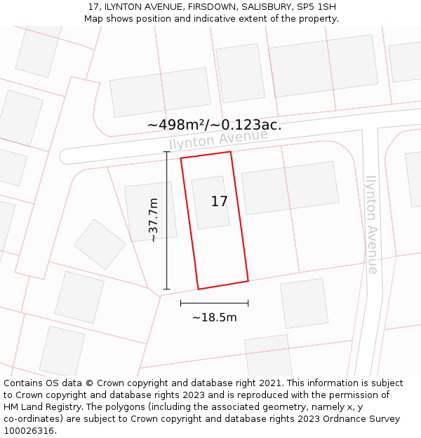 17, ILYNTON AVENUE, FIRSDOWN, SALISBURY, SP5 1SH: Plot and title map