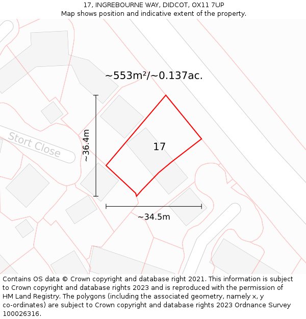17, INGREBOURNE WAY, DIDCOT, OX11 7UP: Plot and title map