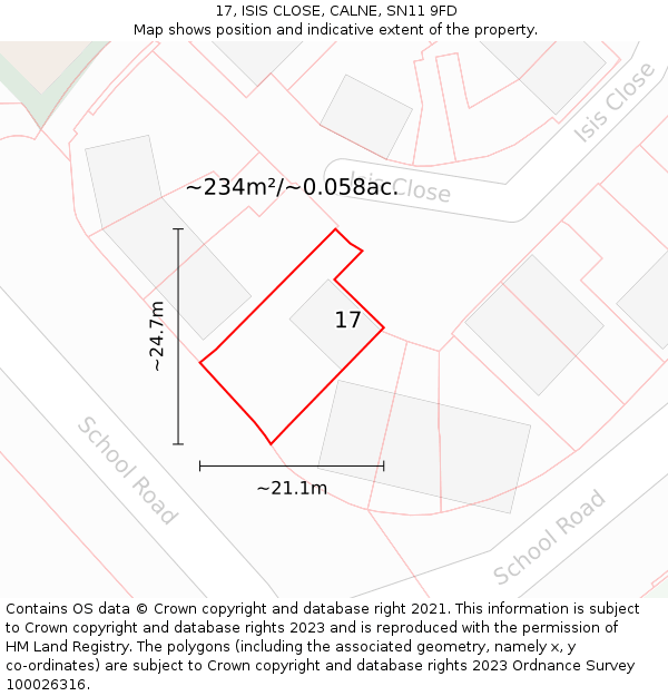 17, ISIS CLOSE, CALNE, SN11 9FD: Plot and title map