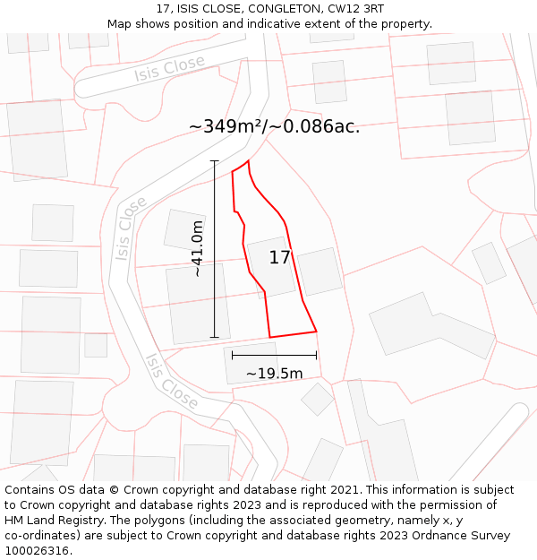 17, ISIS CLOSE, CONGLETON, CW12 3RT: Plot and title map