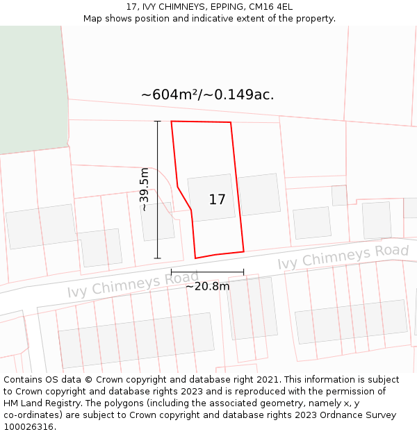 17, IVY CHIMNEYS, EPPING, CM16 4EL: Plot and title map