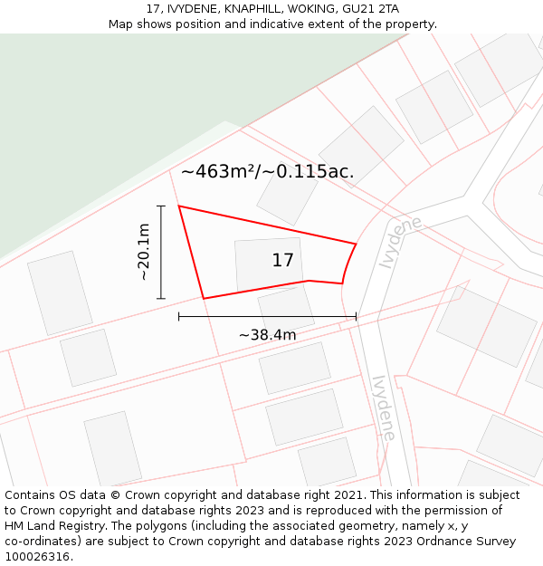 17, IVYDENE, KNAPHILL, WOKING, GU21 2TA: Plot and title map
