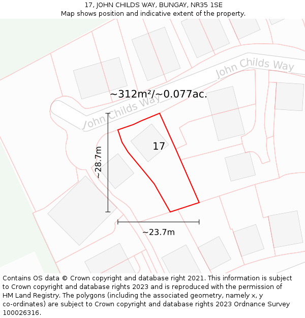 17, JOHN CHILDS WAY, BUNGAY, NR35 1SE: Plot and title map