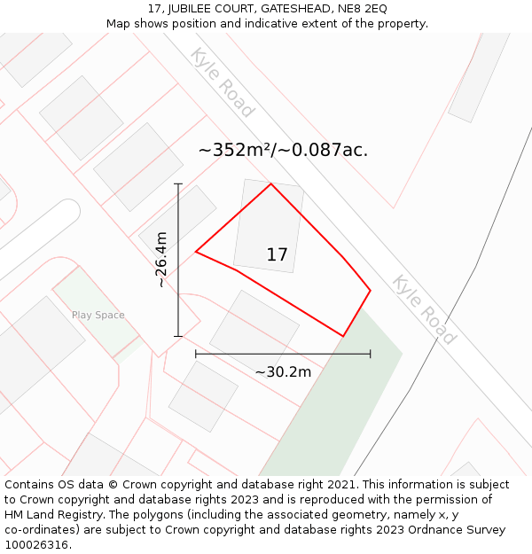 17, JUBILEE COURT, GATESHEAD, NE8 2EQ: Plot and title map