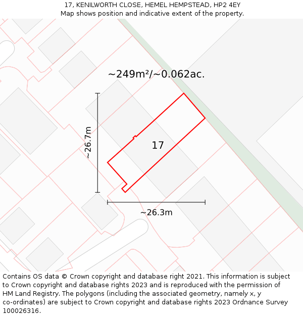 17, KENILWORTH CLOSE, HEMEL HEMPSTEAD, HP2 4EY: Plot and title map