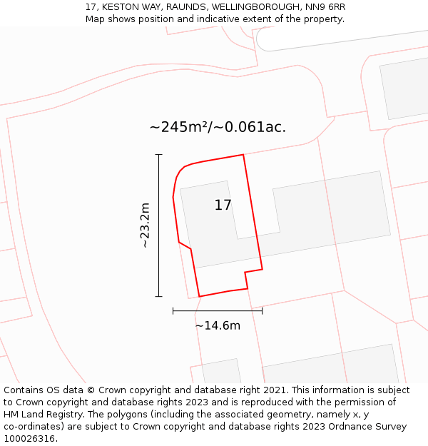 17, KESTON WAY, RAUNDS, WELLINGBOROUGH, NN9 6RR: Plot and title map