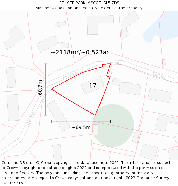 17, KIER PARK, ASCOT, SL5 7DS: Plot and title map