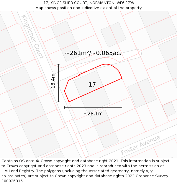 17, KINGFISHER COURT, NORMANTON, WF6 1ZW: Plot and title map