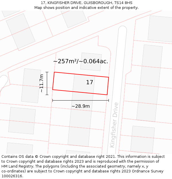 17, KINGFISHER DRIVE, GUISBOROUGH, TS14 8HS: Plot and title map