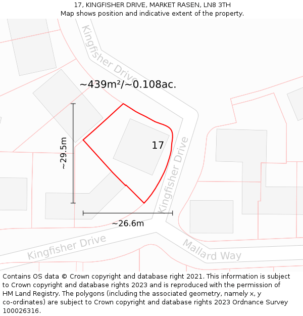 17, KINGFISHER DRIVE, MARKET RASEN, LN8 3TH: Plot and title map