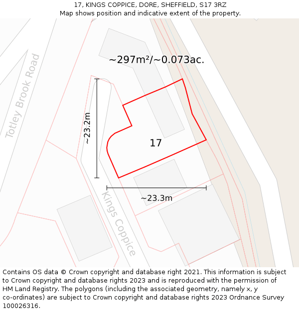 17, KINGS COPPICE, DORE, SHEFFIELD, S17 3RZ: Plot and title map