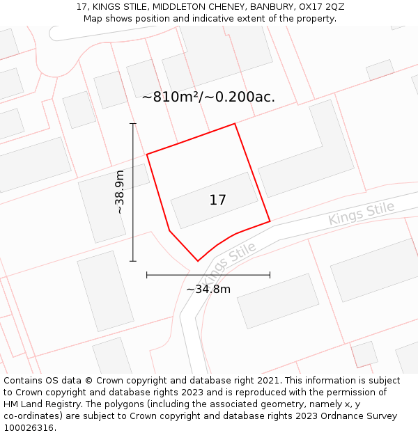 17, KINGS STILE, MIDDLETON CHENEY, BANBURY, OX17 2QZ: Plot and title map