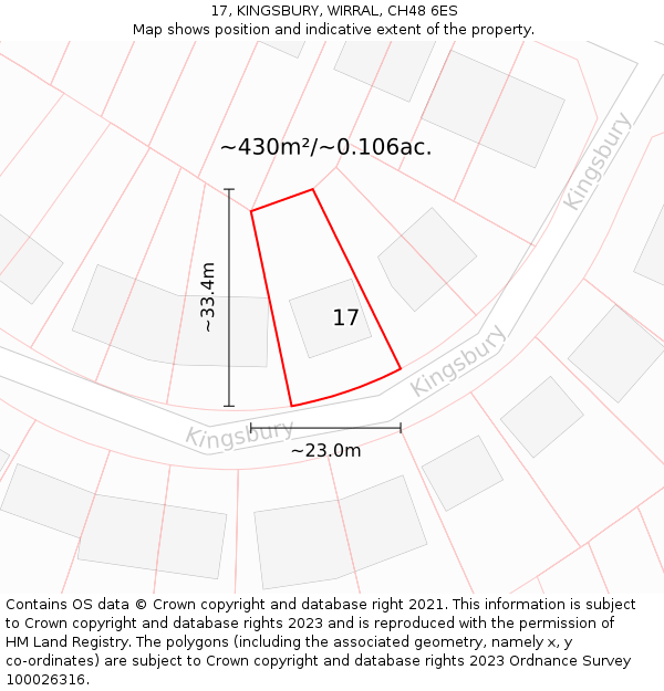 17, KINGSBURY, WIRRAL, CH48 6ES: Plot and title map