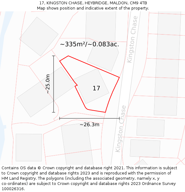 17, KINGSTON CHASE, HEYBRIDGE, MALDON, CM9 4TB: Plot and title map