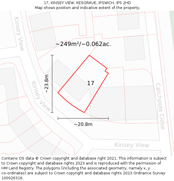 17, KINSEY VIEW, KESGRAVE, IPSWICH, IP5 2HD: Plot and title map