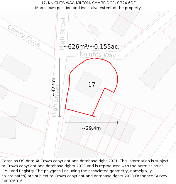 17, KNIGHTS WAY, MILTON, CAMBRIDGE, CB24 6DE: Plot and title map
