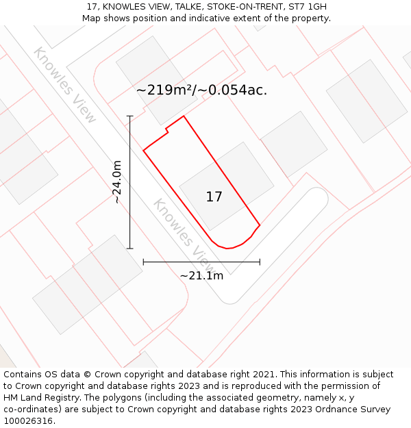 17, KNOWLES VIEW, TALKE, STOKE-ON-TRENT, ST7 1GH: Plot and title map