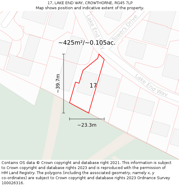 17, LAKE END WAY, CROWTHORNE, RG45 7LP: Plot and title map