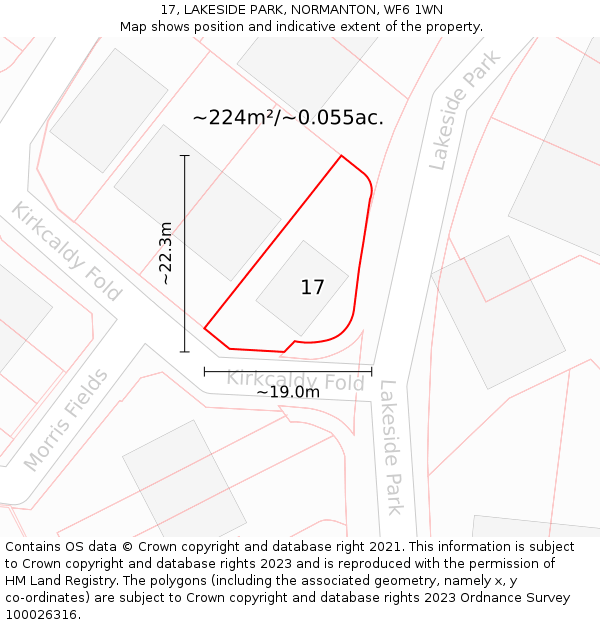17, LAKESIDE PARK, NORMANTON, WF6 1WN: Plot and title map