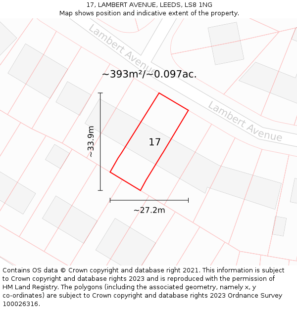17, LAMBERT AVENUE, LEEDS, LS8 1NG: Plot and title map