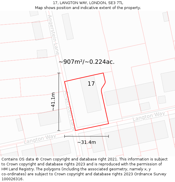 17, LANGTON WAY, LONDON, SE3 7TL: Plot and title map