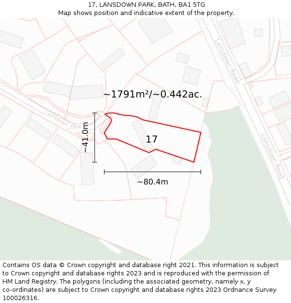 17, LANSDOWN PARK, BATH, BA1 5TG: Plot and title map