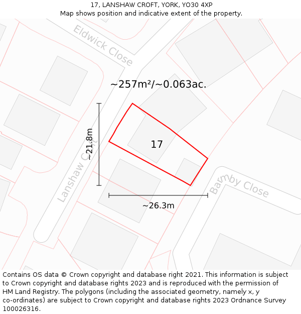17, LANSHAW CROFT, YORK, YO30 4XP: Plot and title map