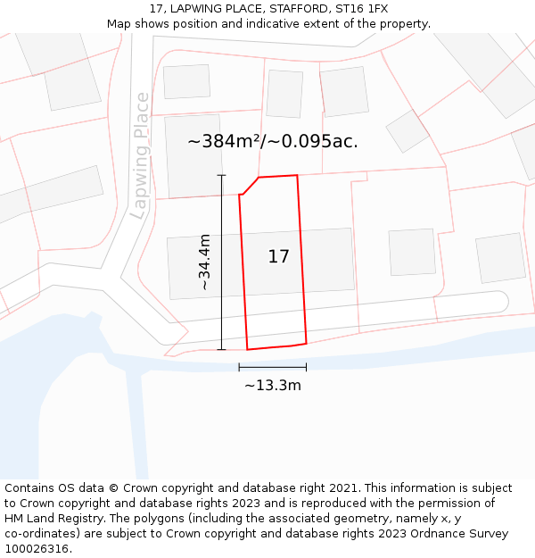 17, LAPWING PLACE, STAFFORD, ST16 1FX: Plot and title map