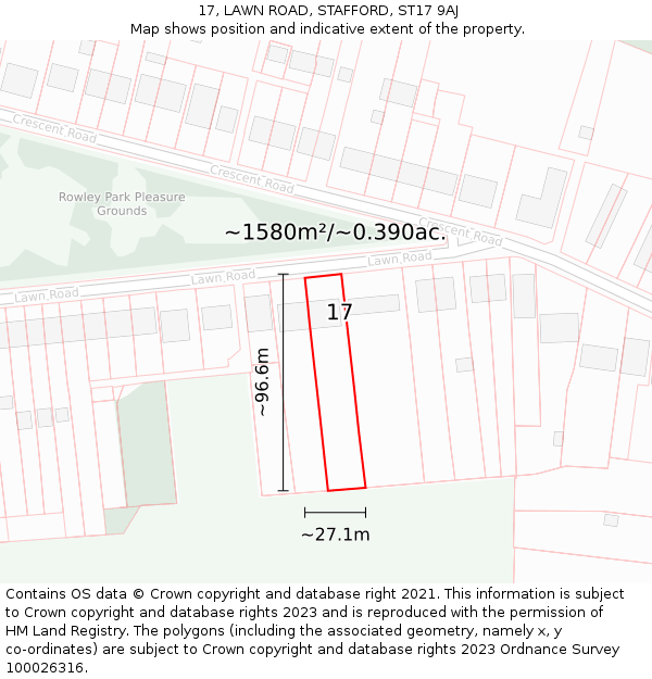17, LAWN ROAD, STAFFORD, ST17 9AJ: Plot and title map