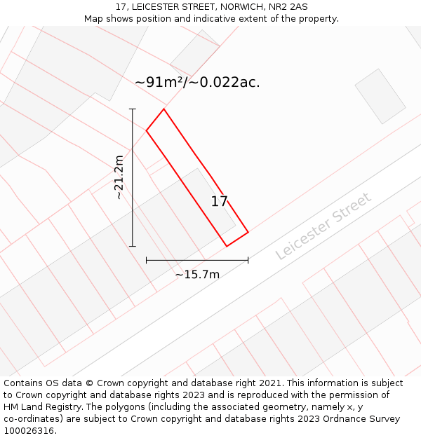 17, LEICESTER STREET, NORWICH, NR2 2AS: Plot and title map