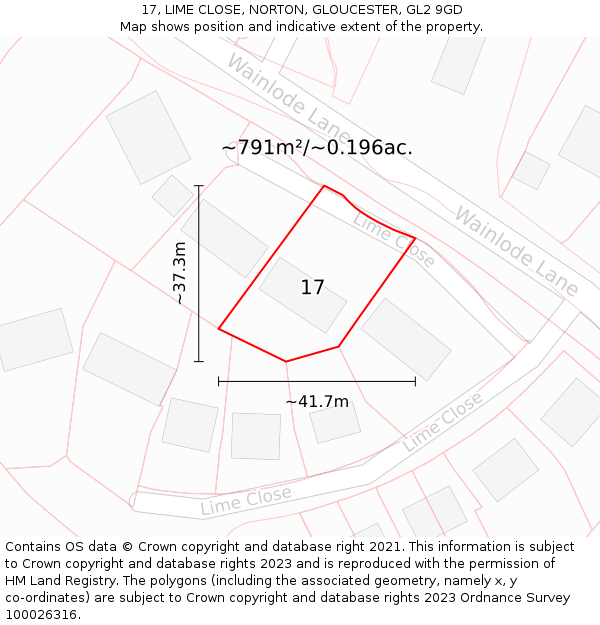 17, LIME CLOSE, NORTON, GLOUCESTER, GL2 9GD: Plot and title map